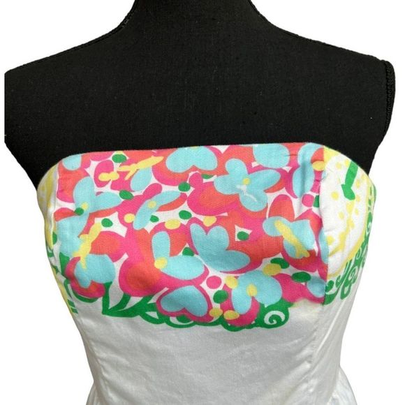 Lilly Pulitzer Lottie Women's Multicolor Strapless Floral Dress Size 0 - Picture 2 of 14